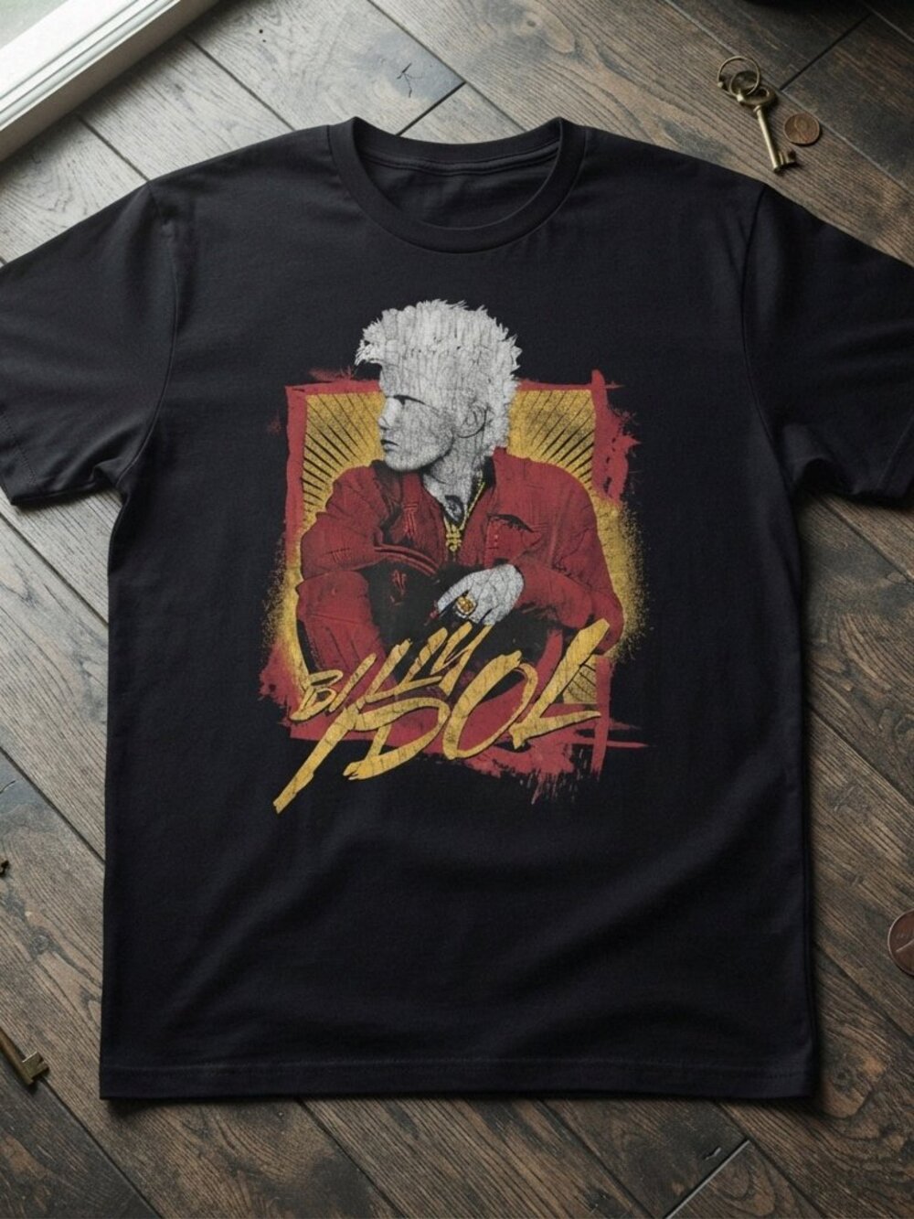 Billy Idol Vintage 80s Rocker Graphic Black T-Shirt
